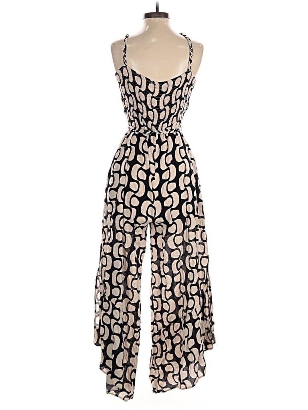 ILLA ILLA Black & Cream Geometric Wide-Leg Jumpsuit size small